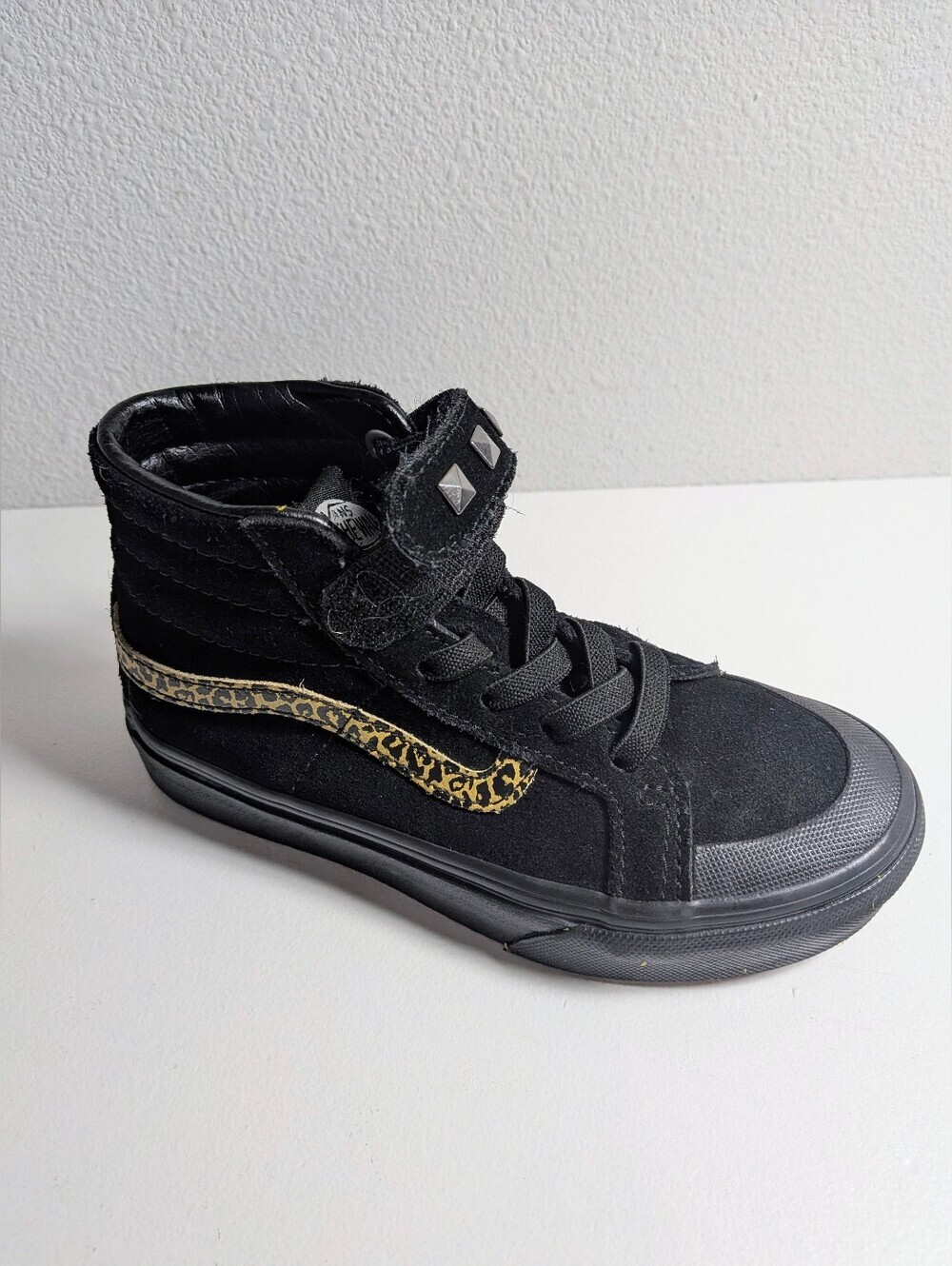 Vans Off The Wall Sk8 Hi-Top Skate Shoes Toddler/Baby 12.5 Black Studded Leopard